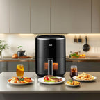 ASZ Digital Air Fryer 4.5qt with Window - Small Airfryer 8 Presets Bake Toast Broil Reheat Bacon - Black 400°F Airfryer 85% Oil Less,Nonstick Dishwasher-Safe Parts, Automatic Shutoff, Kitchen Gift