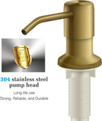 Soap Dispenser for Kitchen Sink and Extension Tube Kit, Stainless Steel Countertop SoapDispenser with 47 Inches Tube Connects Directly to Soap Bottle, Hand and Dish Soap Dispenser Pump （Golden）