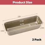 Beasea Long Loaf Pan, 12x4 Inch Rectangle Bread Loaf Pan Set of 2, Nonstick Bread Pans Carbon Steel Toast Pan Golden Cake Pan Loaf Baking Pans Bakeware for Oven Baking