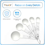 TILUCK Measuring Cups & Spoons Set, Stackable Cups and Spoons, Nesting Measure Cups with Stainless Steel Handle, Kitchen Gadgets for Cooking & Baking（white）