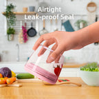 Ankou 400ml Meal Prep Container Set of 4 Pink Tritan Plastic Food Storage Containers with Lids, Airtight Leakproof Pop Top Lid Bowl for Breakfast Leftovers