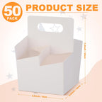 Jetec 4 Cup Drink Carrier with Handle, Kraft Paperboard Beer Carrier, Disposable Drink Holder for Hot or Cold Drinks, 12-16 oz Bottle Holder for Soda and Other Bottled Products(50 Pcs,White)