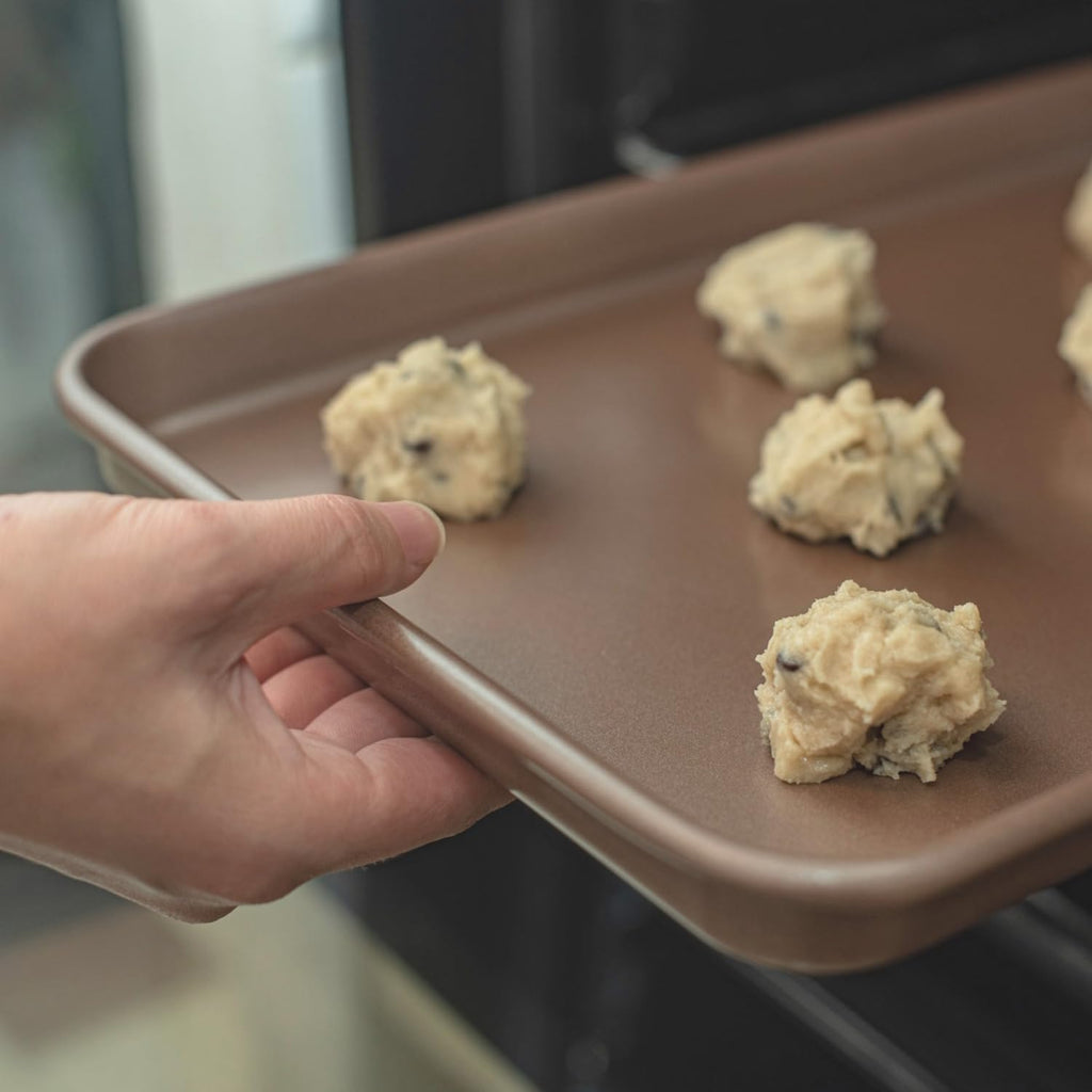 Nonstick 9x13 inch Quarter Baking Sheet Set of 2 | PFOA & BPA Free Non Toxic 13x9 inches Cookie Sheets | Best Non stick Cooking Pans, Small Tray for Toaster Oven | Nontoxic Baking Pan 9 x 13