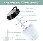 ZHANG XIAO QUAN SINCE 1628 Manual Vegetable Chopper, Hand Pull String Garlic Mincer Onion Cutter for Veggie, Peppers, Tomatoes, Ginger, Fruits, Nuts, 3.6 Cup(900ml) Food Chopper With Egg Whisk