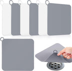 Yinkin 6 Pcs Drain Covers to Keep Bugs Out Silicone Shower Floor Tub Stoppers Bathtub Drain Stoppers Sewer Anti-Odor Mats Deodorizing Plugs for Bathroom(7.87 x 7.87 Inch,Square,Grey and White)