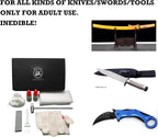 Katana Cleaning Set, Katana Maintenance Kit with Sword Oil, Cleaning Powder, Clean Wiper, Hammer, Brush, Sharpening Stone and Glove, Gift for Men