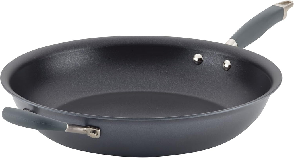Anolon Advanced Home Hard Anodized Nonstick Frying Pan, 14.5 Inch – Large Skillet with Helper Handle, 14 Inch Nonstick Frying Pan, Durable Cookware - Moonstone