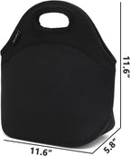 FlowFly Neoprene kids Lunch box Insulated Soft Bag Mini Cooler Thermal Meal Tote Kit for Boys, Girls,Men,Women,School,Work, Office,Black
