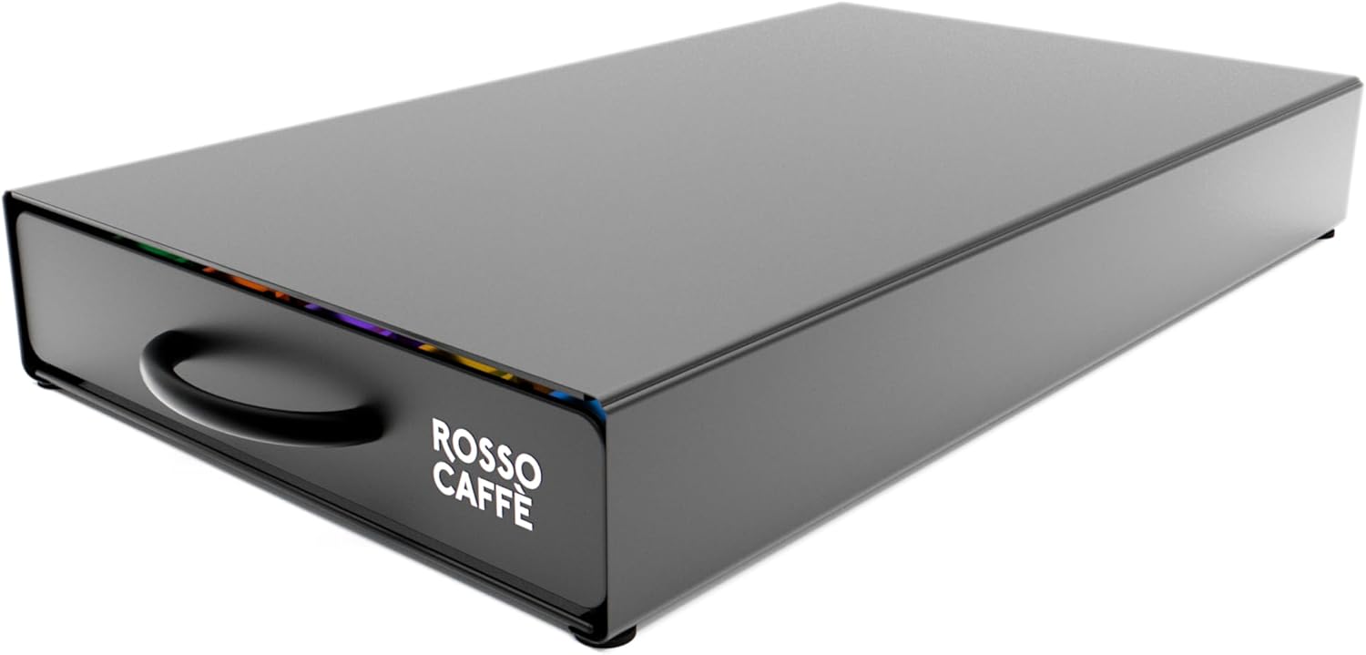 ROSSO CAFFÈ - Coffee Capsule Drawer Organizer, Holds Up to 45 capsules, Space-Saving Storage, Sleek Countertop Design