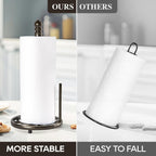 JOGREFUL Paper Towel Holder Stand, Cast Iron Kitchen Paper Towel Countertop Vintage Stand with Weighted-Base, Bathroom Organization for Family Standard Large Size Roll Paper, Gourd Top, Coffee Gold