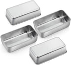 P&P CHEF Loaf Pan Set, 9 x 5 Inch Bread Pans, Stainless Steel Loaf Toast Baking Pans For Bread Meatloaf Lasagna Cake, Healthy & Non Toxic, Oven & Dishwasher Safe,(Silver, 4Pcs)