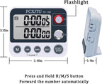 Digital Dual Kitchen Timer with Magnetic Back & Memory Presets, 2 Groups Countdown/Up Stopwatch Timer, 3-Level Volume + LED Alert, On/Off, 100Hr Max for Cooking, Baking (Battery Included)