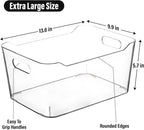 Clear Extra Large Plastic Storage Bins, Pantry Organizers and Storage Containers Fridge Organizer Bins for Organizing Home, Kitchen Organization Under Sink Bathroom Refrigerator Freezer Laundry Room