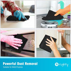 Orighty Microfiber Cleaning Cloth, 12 Pack Highly Absorbent Cleaning Supplies, Lint Free Cloths for Multiple-use, Powerful Dust Removal Clean Rags for House, Kitchen, Car Care(12x12 inch) Black