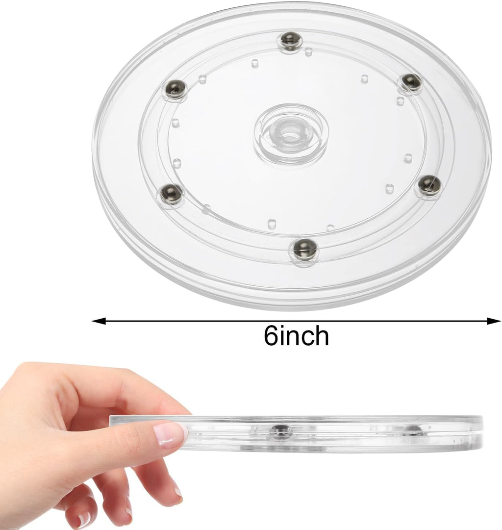 6Pack Small Lazy Susan 6 inch, Lazy Susan Turntable Organizer Acrylic Lazy Susan for Kitchen Spice Rack Table Cake Kitchen Pantry Decorating