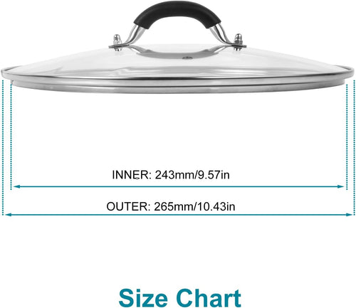 10.25 Inch Tempered Glass Lid for Lodge Skillets, Dutch Ovens & Pans - Universal Fit for 10-10.25 Inch Cookware - Oven & Dishwasher Safe up to 400°F - with Steam Vent & Ergonomic Handle
