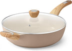 SENSARTE Ceramic Nonstick Frying Pan Skillet with Lid, 10.5 Inch Deep Frying Pan, 3.8 Qt Saute Pan, Induction Pan, Healthy Non Toxic Cooking Pan with Helper Handle, PFOA PFAS PTFE Free