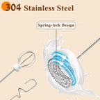 Milk Frother Handheld Rechargeable, Frother Wand Drink Mixer Electric Whisk for Coffee, Detachable With 3 Stainless Whisks, Hand Mixer for Lattes, Cappuccino, Matcha, Egg, No Stand, White