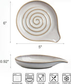 Ceramic Spoon Rest for Stove Top, Large Spoon Holder for Kitchen Counter, Heat-Resistant & Easy to Clean, Non-Stick Spatula Holder for Cooking, Coffee Spoon, Kitchen Decor, White