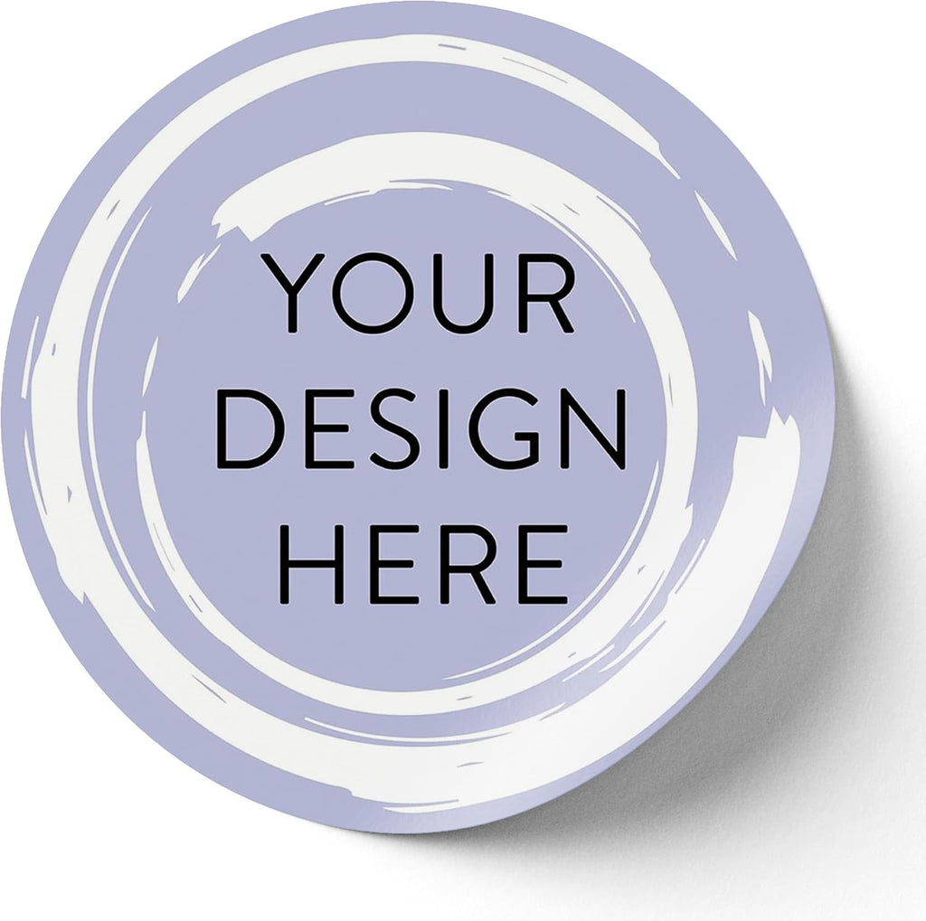 100 Custom Vinyl Stickers - Upload Your own Image, Text, Design, Logo - Personalized Logo Labels for Handmade, Packaging, Bottle, Jars, Candle, Brand Stickers (Lavender Swirls, 5x5)