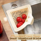Magnetic Drainage & Filter Basket, Punch-Free Triangular Sink Strainer with Twist-Open Bottom, Strong Magnetic Fixation, Corner Kitchen Organizer for Washing Fruits & Vegetables(Color c)