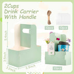 10 Pack 2 Cup Disposable Drink Carrier with Handle Paperboard Coffee Cup Holder Portable for Hot Cold Drinks Food Delivery Services with Heart Card for Teacher Appreciation Week Mother's Day