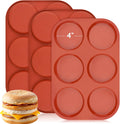 JOERSH 3-PK Silicone Egg Mold Non-Stick 4 Inch Jumbo Size Muffin Top Pan, Large Round Silicone Molds for Baking Hamburger Bun, Egg Bites, Breakfast Sandwiches, Pancakes