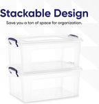Superio Storage Bins with Lids, Clear Plastic Containers for Organizing, Stackable Totes, BPA Free, Odor Free, Organizer Boxes for Home, and Dorm (4 Pack, 28.5 Qt)