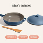 Our Place Mini Always Pan 2.0-8.5” (1.2 Qt) Nonstick, Toxin-Free Ceramic Cookware | Patented 10-in-1 Aluminum Frying & Sauté Pan | Safe for Oven, Induction & All Cooktops up to 450°F | Blue Salt