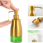 Gaussra Soap Dispenser with Coaster and Stickers, Brushed Gold Stainless Steel Glass Hand Pump Dispenser, Anti Rust Bottle, for Kitchen & Bathroom Detergent Bottle，Refillable Hand Liquid Dispenser