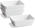 ONEMORE Small Baking Dish, Rectangle Ceramic Baking Dish for Oven, Individual Casserole Dishes for Toaster Oven, 5x7 Small Deep Lasagna Baking Dish, Oven Safe, 1-2 Person Baking Dishes Set of 4, White