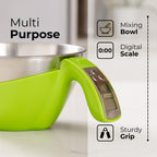 Fradel Digital Kitchen Food Scale with Bowl - 11lb, Grams & Ounces - Removable, Dishwasher-Safe Mixing Bowl - Green