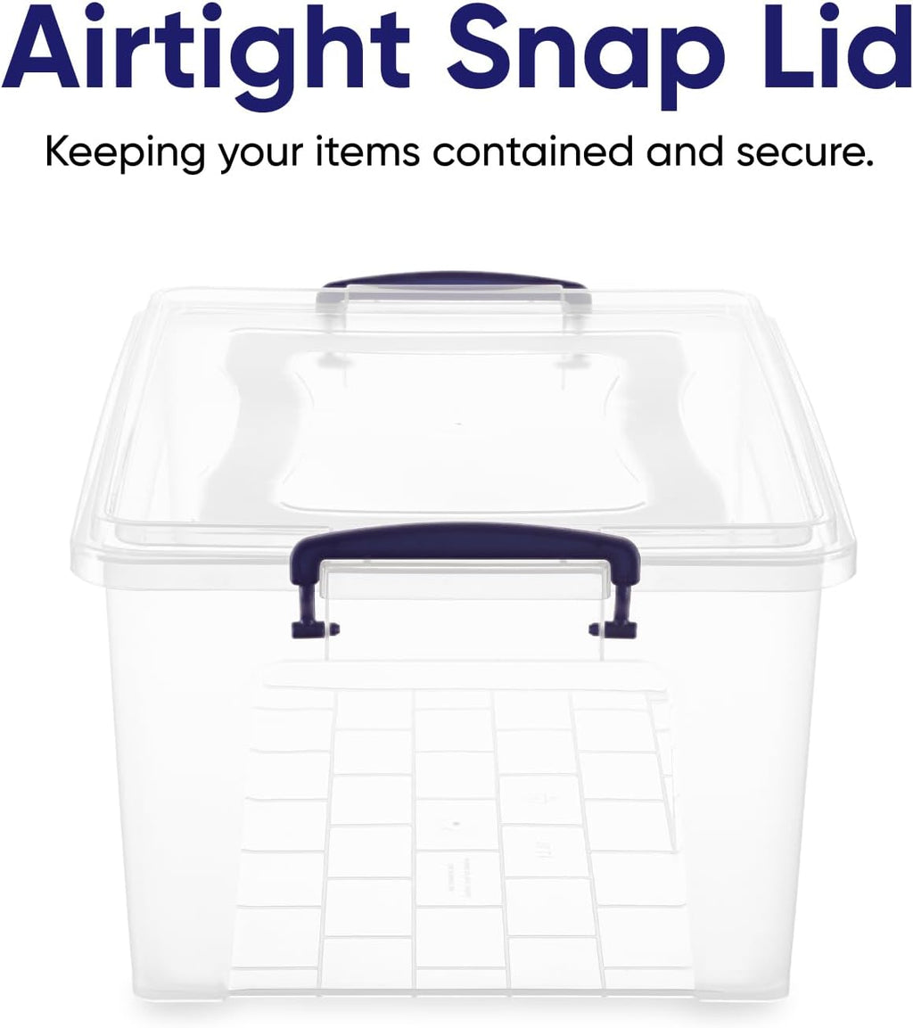 Superio Storage Bins with Lids, Clear Plastic Containers for Organizing, Stackable Totes, BPA Free, Odor Free, Organizer Boxes for Home, and Dorm (2 Pack, 28.5 Qt)