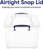 Superio Storage Bins with Lids, Clear Plastic Containers for Organizing, Stackable Totes, BPA Free, Odor Free, Organizer Boxes for Home, and Dorm (4 Pack, 28.5 Qt)