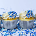 Blue Sprinkles for Cake Decorating and Baking - Fancy Sprinkles for Gender Reveal Cake Decorations in Blue and White Sprinkles with Jimmies, Nonpareils - Cake and Cupcake Sprinkles Decorations