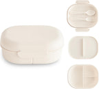 mushie Kids Bento Lunch Box | 3-Compartment & Removable Divider + Fork & Spoon Utensils | Great For Meals, School, Snacks On-the-Go | Dishwasher Safe (Ivory)