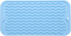 Silicone Dish Drying Mat for Multiple Usage,Easy clean,Eco-friendly,Heat-resistant Silicone Mat for Kitchen Counter or Sink,Refrigerator or Drawer Liner Light Blue S 12 inches x 6 inches