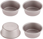 CHEFMADE Mini Cheese Cake Pan Set, 4-Inch 4Pcs Non-Stick Round Cake and Loaf Bakeware for Oven and Instant Pot Baking (Champagne Gold)