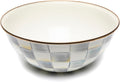 MACKENZIE-CHILDS Enamel Everyday Bowl, Serving Bowl for Entertaining, Large, Gray-and-White Sterling Check, Set of 1
