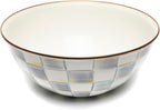 MACKENZIE-CHILDS Enamel Everyday Bowl, Serving Bowl for Entertaining, Large, Gray-and-White Sterling Check, Set of 1