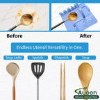 AUOON Spoon Holder for Stove - Silicone Spoon and Lid Rest with Drip Pad Kitchen Utensil Rest for Spoons, Ladles, Spatulas, Tongs & More (Blue Velvet, Large)