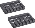 2PCS Self Draining Soap Dish - Marble Look Soap Holder Tray Savers Box Container Sponge Holder for Bathroom Shower Kitchen, Black