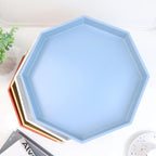 Spsyrine White Plastic Serving Tray for Ottoman, Coffee Table, Regular Octagon Decorative Tray for Entertaining, Outdoor, Living Room, Home Decor