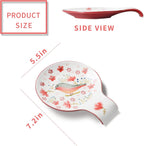 Hand Painted Spoon Rest, 5.5" Ceramic Spoon Holder for Stove Top and Kitchen Counter, Red Spring Bird Utensil Rest, Great Cooking Gifts for Bird Lover/Friend, Modern Kitchen Decorative