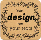 Custom Stickers Personalized Square Kraft Paper Sticker Customizable Floral Wreath Labels, Stickers for Mason Jars, Wedding Favors, Gift Tags, Party Packaging (Style 5)