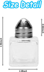 100 Pack Mini Salt and Pepper Shakers, 0.5 OZ Bulk Clear Glass Seasoning Jars Spice Shaker, Small Cube Glass Spice Shaker Container with Stainless Steel Lid for Kitchen Restaurant Supplies