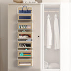 SIMPLE HOUSEWARE 6 Clear Window Pocket Over Closet Door Storage Hanging Organizer for Bedroom, Bathroom, Pantry, Beige