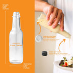 FastRack - 5oz Woozy Bottles for Hot Sauce, Pack of 24 with Black Plastic Caps & Shrink Sleeves, Empty, Clear Glass bottles with Leakproof Cap - No Dripper Included
