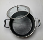 Hell's Kitchen Hybrid 7.5 Qt Pot and lid, Tri-Clad Stainless Steel and Nonstick Ceramic, PFAS Free, no PFOA, no PTFE, no Teflon, Non Toxic Cookware, Metal Utensil Safe, All Cooktops and Oven Safe