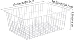 Redrubbit Wire Storage Baskets, Large Farmhouse Metal Freezer Basket Storage Organizer Bins with Handles for Kitchen Cabinets, Pantry, Closets, Bedrooms, Bathrooms, Set of 4, White